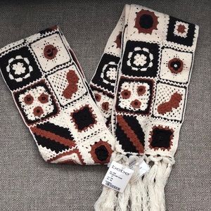 Bebe Cream/Brown Crochet Bohemian Scarf